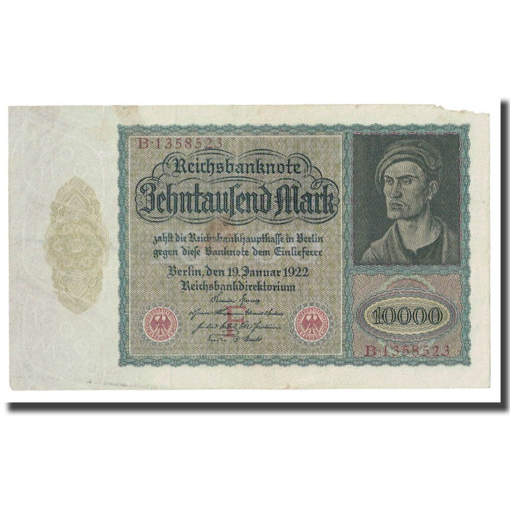 Banknote, Germany, 10,000 Mark, 1922, 1922-01-19, KM:70, VG(8-10)