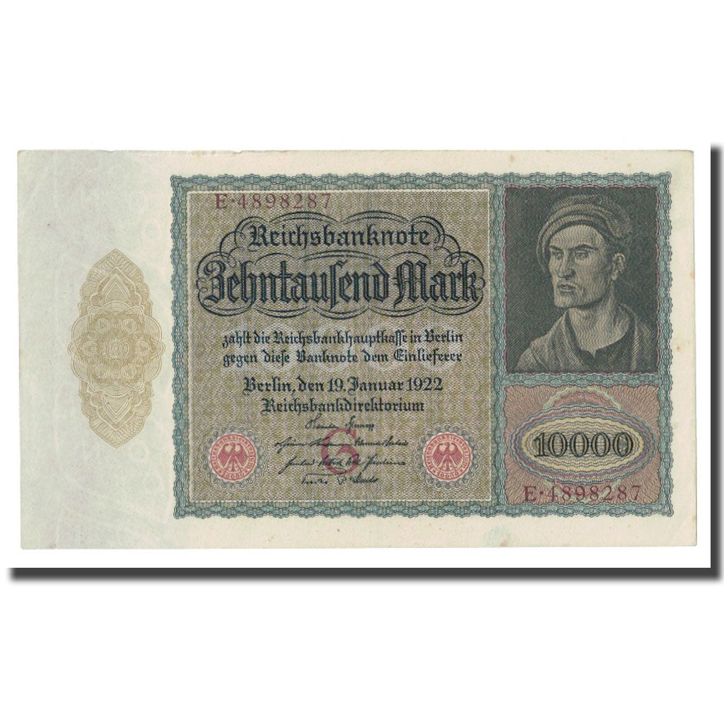 Banconote, Germania, 10,000 Mark, 1922, 1922-01-19, KM:70, SPL-