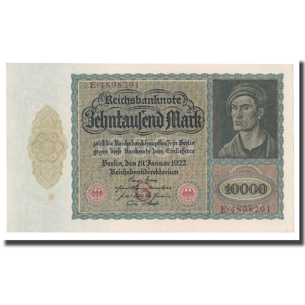 Banconote, Germania, 10,000 Mark, 1922, 1922-01-19, KM:70, SPL