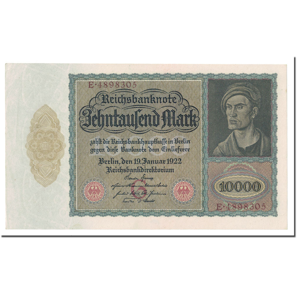 Banknote, Germany, 10,000 Mark, 1922, 1922-01-19, KM:70, UNC(60-62)