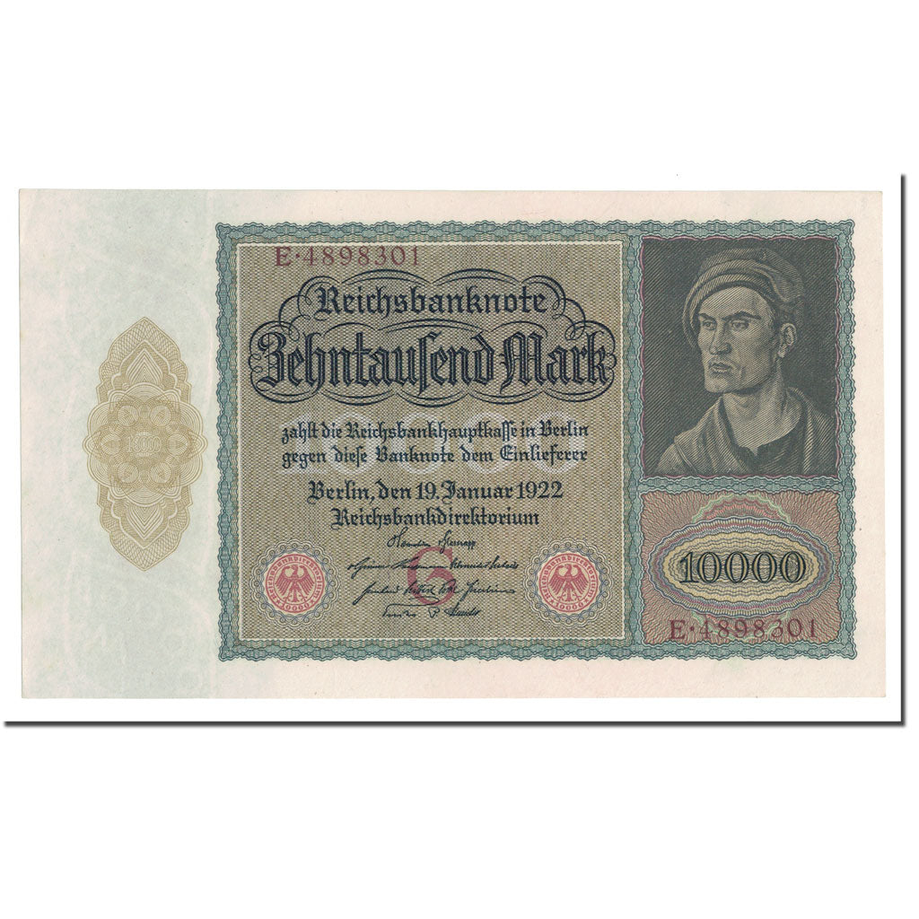 Banknote, Germany, 10,000 Mark, 1922, 1922-01-19, KM:70, UNC(63)