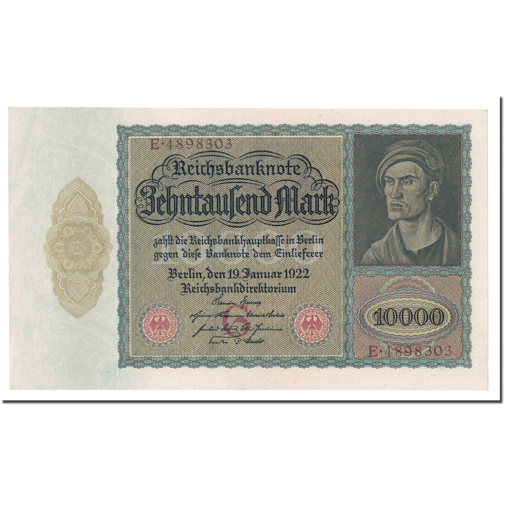 Banknote, Germany, 10,000 Mark, 1922, 1922-01-19, KM:70, UNC(63)
