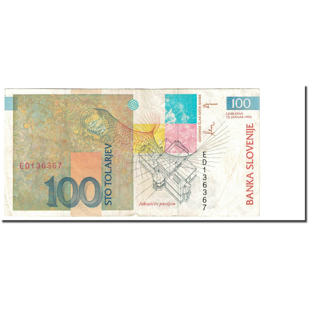 Billet, Slovénie, 100 Tolarjev, 1992, 1992-01-15, KM:14A, TTB