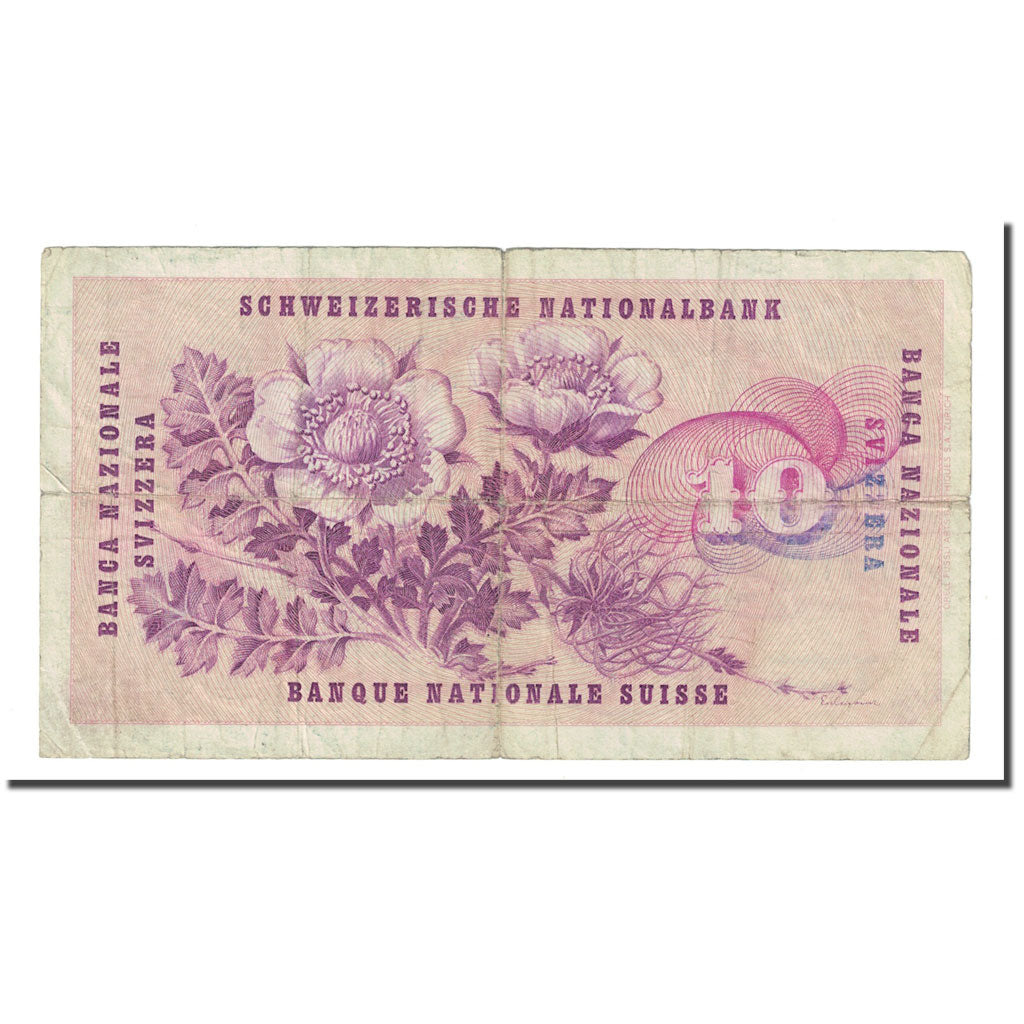 Banknote, Switzerland, 10 Franken, 1961, 1961-10-26, KM:45g, VF(20-25)