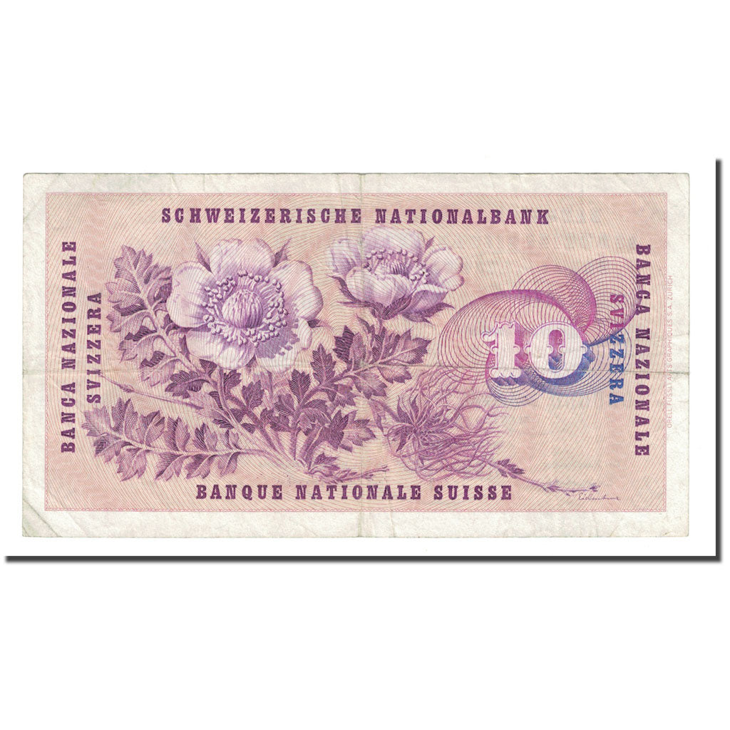 Banknote, Switzerland, 10 Franken, 1965, 1965-01-21, KM:45j, AU(50-53)