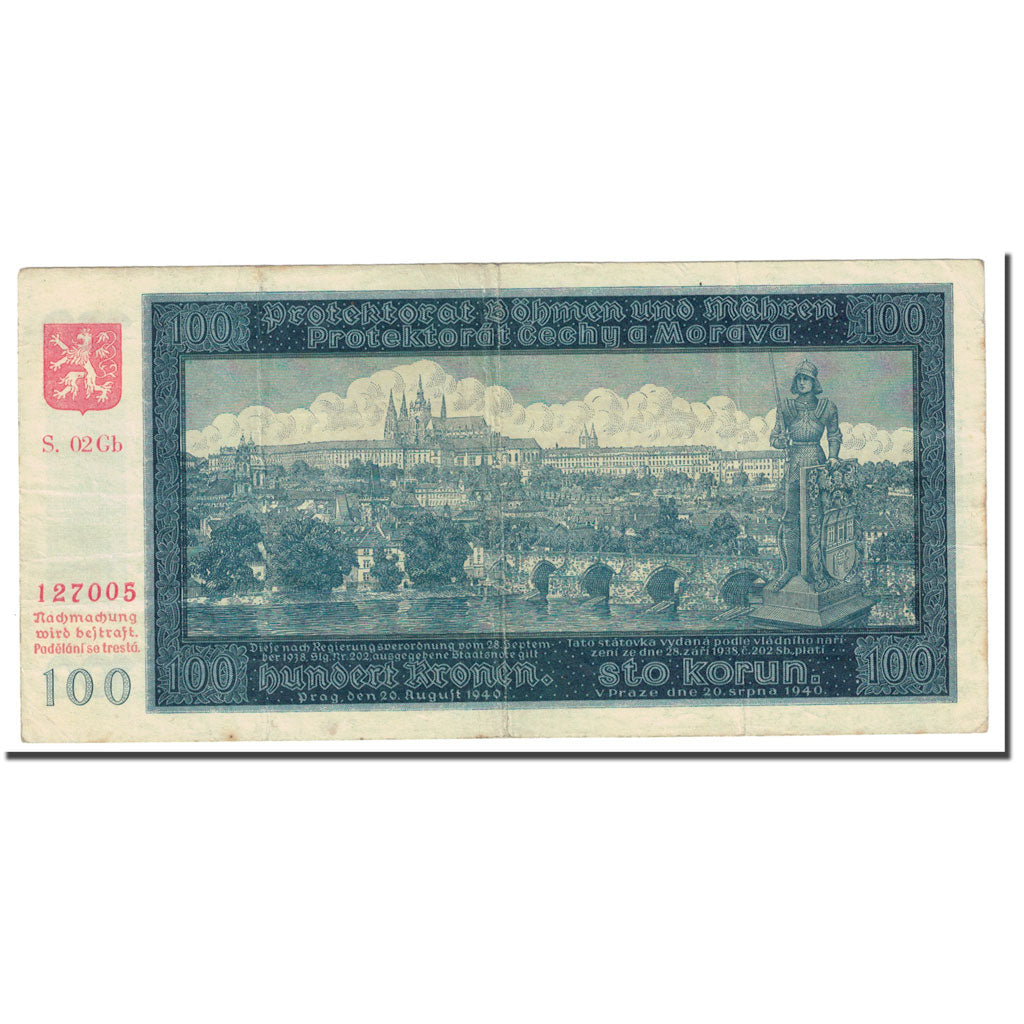 Banknote, Bohemia and Moravia, 100 Korun, KM:6a, VF(20-25)