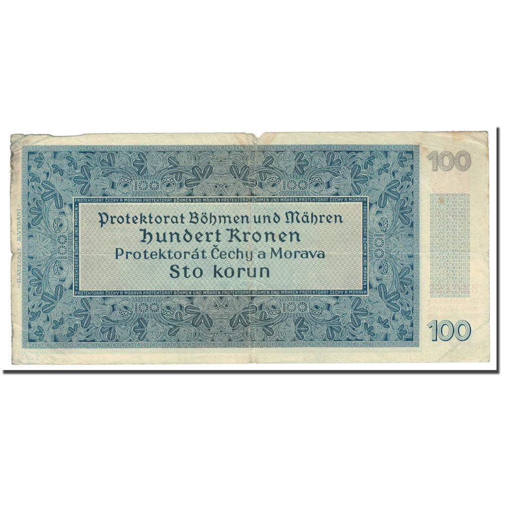 Banknote, Bohemia and Moravia, 100 Korun, KM:6a, VF(20-25)