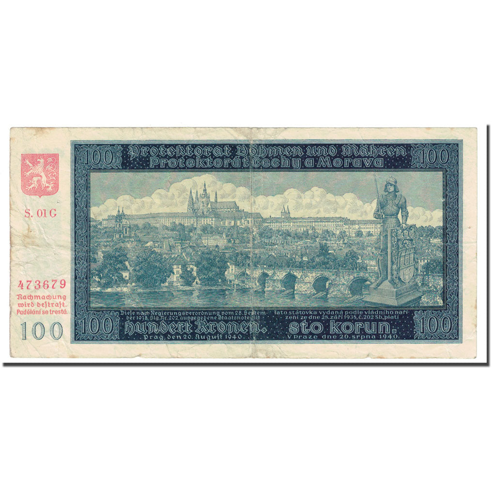 Banknote, Bohemia and Moravia, 100 Korun, KM:6a, VF(20-25)