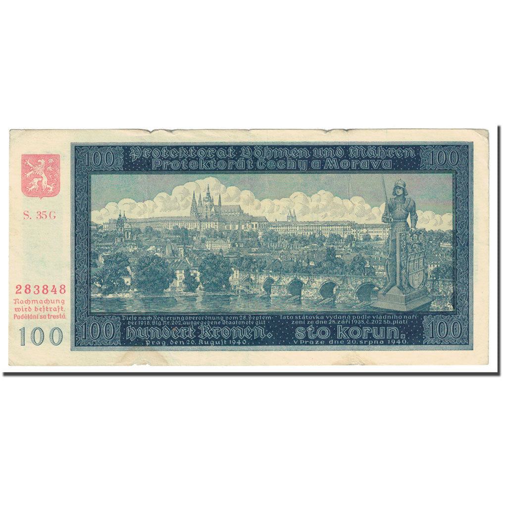 Banknote, Bohemia and Moravia, 100 Korun, KM:6a, VF(20-25)