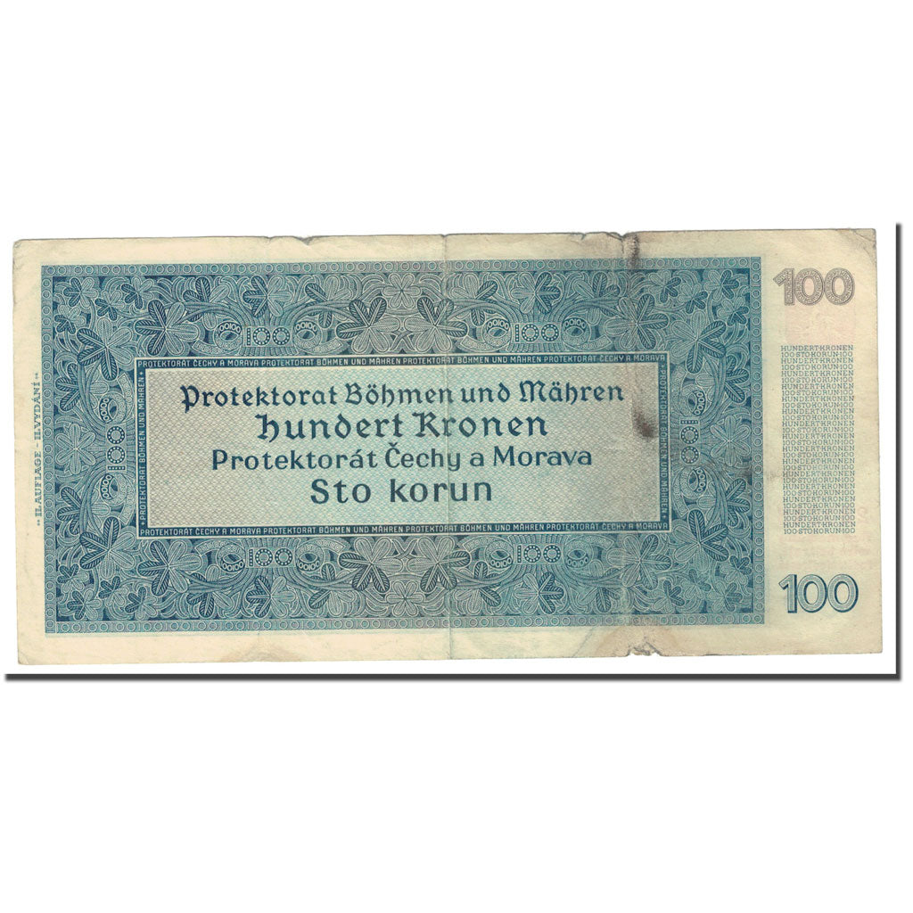 Banknote, Bohemia and Moravia, 100 Korun, KM:6a, VF(20-25)