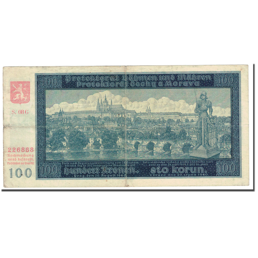 Banknote, Bohemia and Moravia, 100 Korun, KM:6a, VF(20-25)