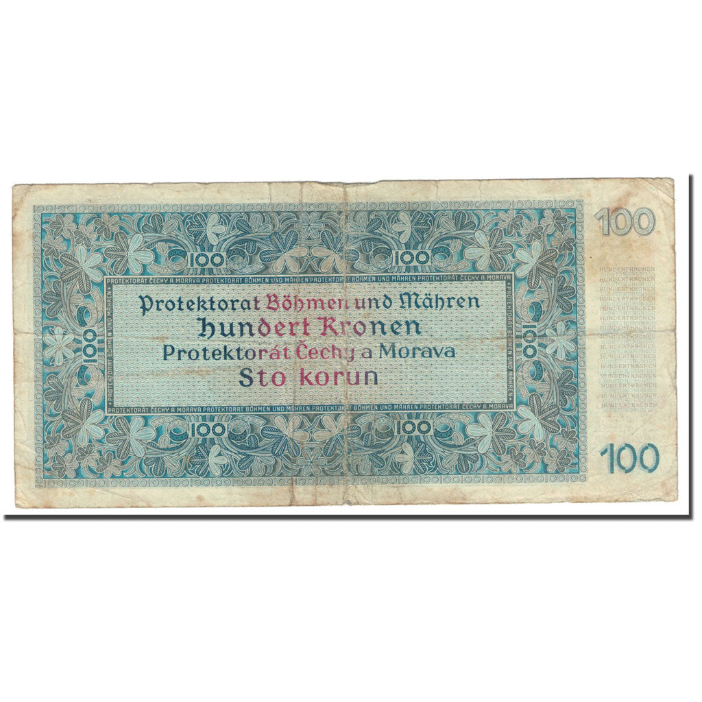 Banknote, Bohemia and Moravia, 100 Korun, KM:6a, VF(20-25)
