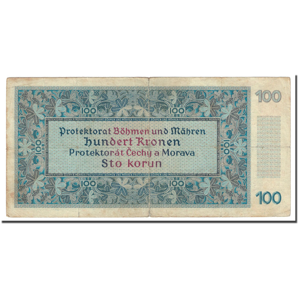 Banknote, Bohemia and Moravia, 100 Korun, KM:6a, VF(20-25)