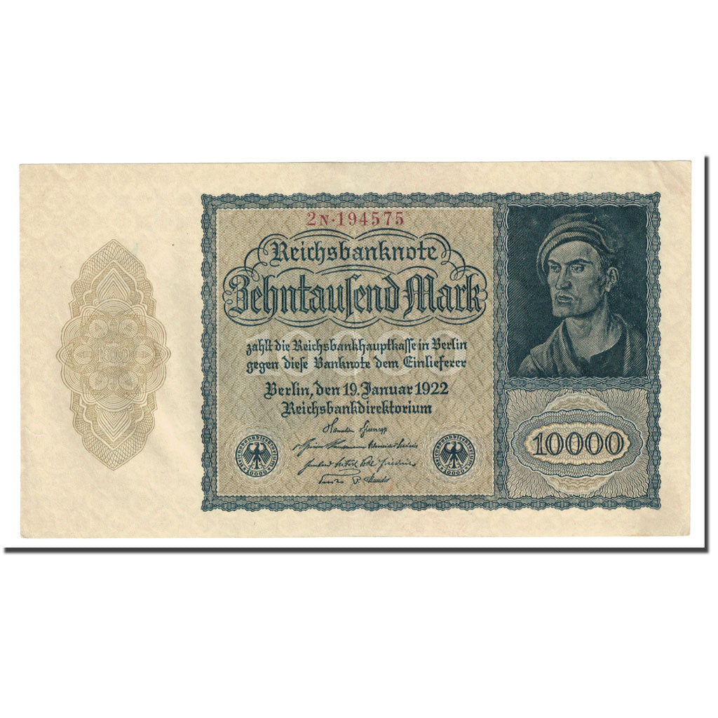 Banknote, Germany, 10,000 Mark, 1922, 1922-01-19, KM:71, VF(20-25)