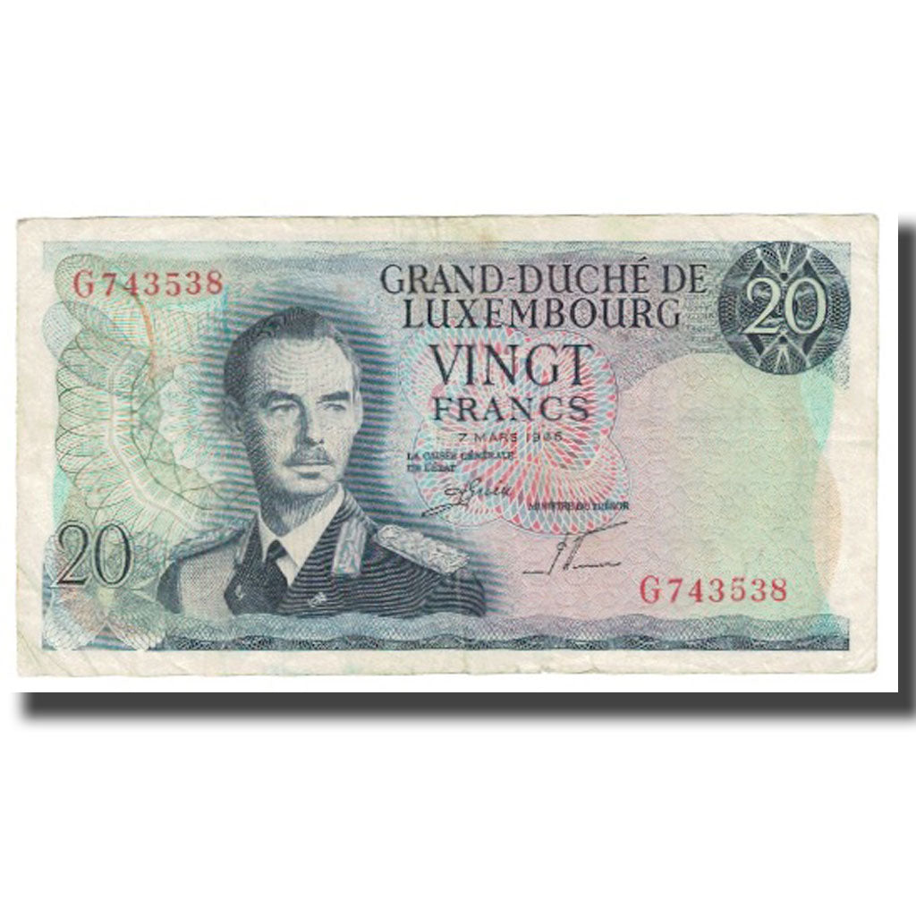 Banknote, Luxembourg, 20 Francs, 1966, 1966-03-07, KM:54a, EF(40-45)