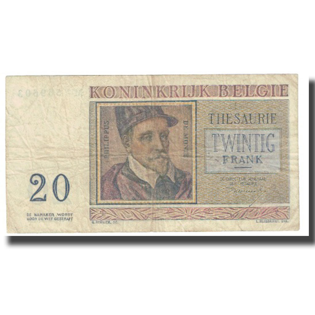 Biljet, België, 20 Francs, 1956, 1956-04-03, KM:132a, TB