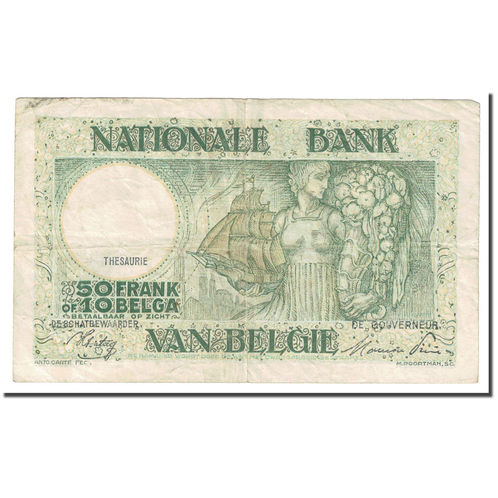 Banknote, Belgium, 50 Francs-10 Belgas, 1945, 1945-01-03, KM:106, VF(20-25)