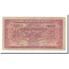Banknote, Belgium, 5 Francs-1 Belga, 1943, 1943-02-01, KM:121, VF(20-25)