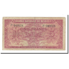 Nota, Bélgica, 5 Francs-1 Belga, 1943, 1943-02-01, KM:121, VF(20-25)