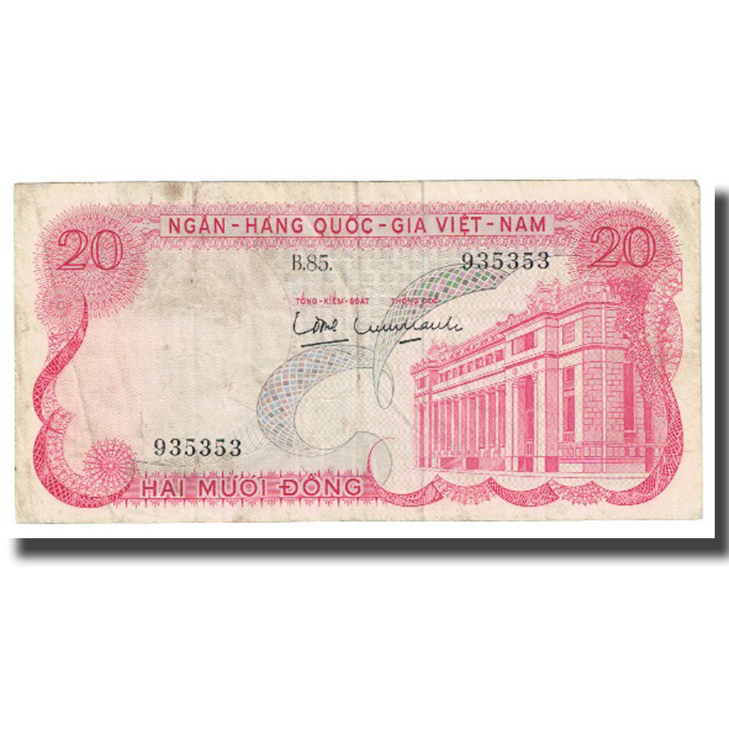 Billete, 20 D<ox>ng, Vietnam del Sur, KM:24a, BC
