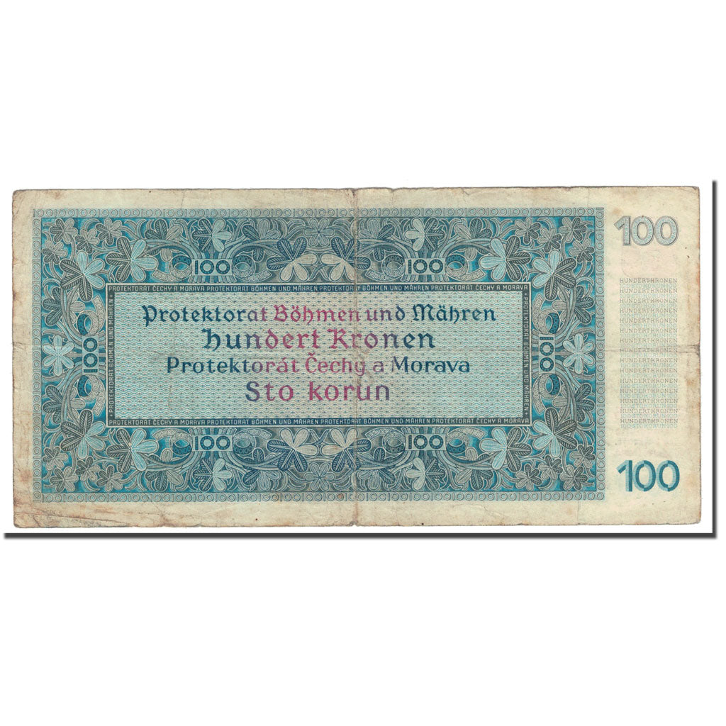 Banknote, Bohemia and Moravia, 100 Korun, 1940, 1940-08-20, KM:6a, VF(20-25)