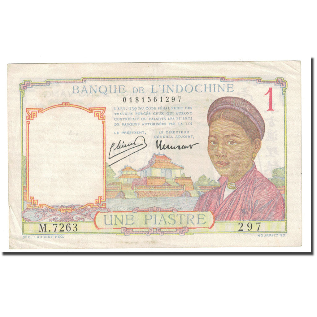 Banknote, FRENCH INDO-CHINA, 1 Piastre, Undated (1932-1939), KM:54d, VF(20-25)