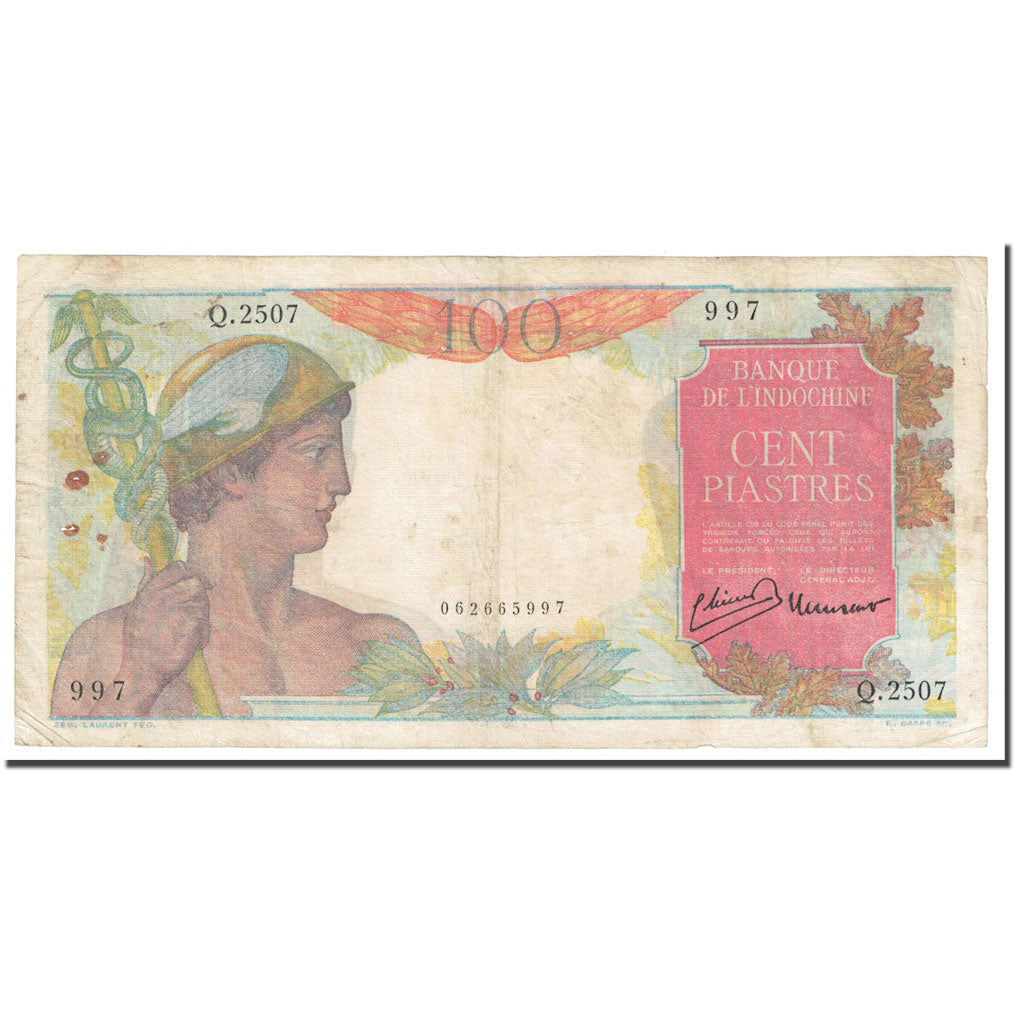 Banknote, FRENCH INDO-CHINA, 100 Piastres, KM:82a, VF(20-25)