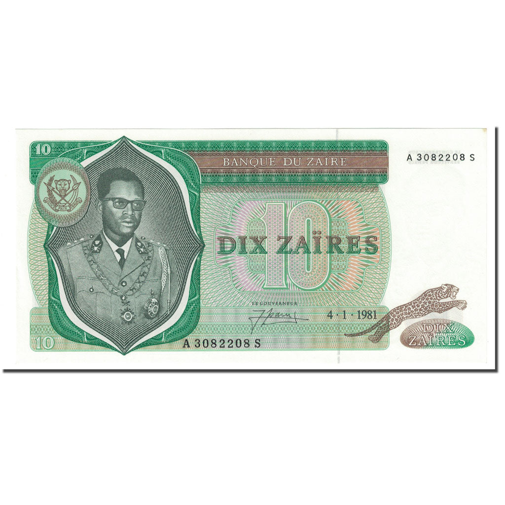 Billet, Zaïre, 10 Zaïres, 1981, 1981-01-04, KM:24b, SPL