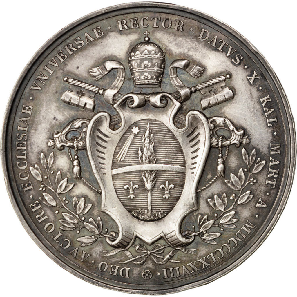 Vatican, Religions & beliefs, Medal, 1878, AU(55-58), Silver, 44, 34.20