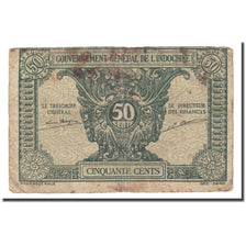 Banknot, FRANCUSKIE INDOCHINY, 50 Cents, KM:91a, VF(20-25)