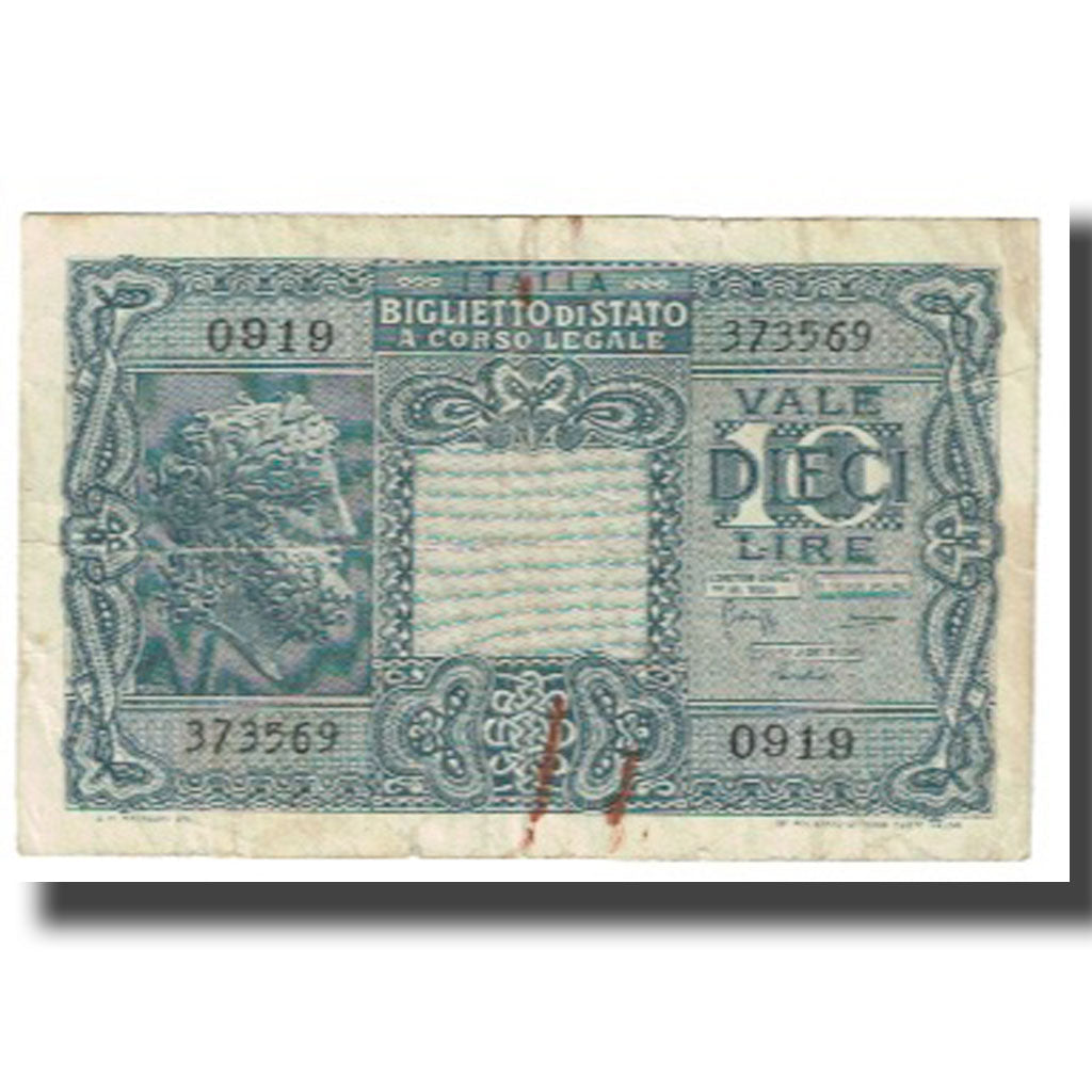 Banknote, Italy, 10 Lire, KM:32c, VF(20-25)