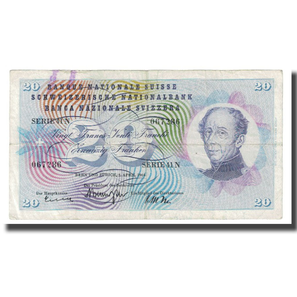 Banknote, Switzerland, 20 Franken, 1964, 1964-04-02, KM:46k, EF(40-45)