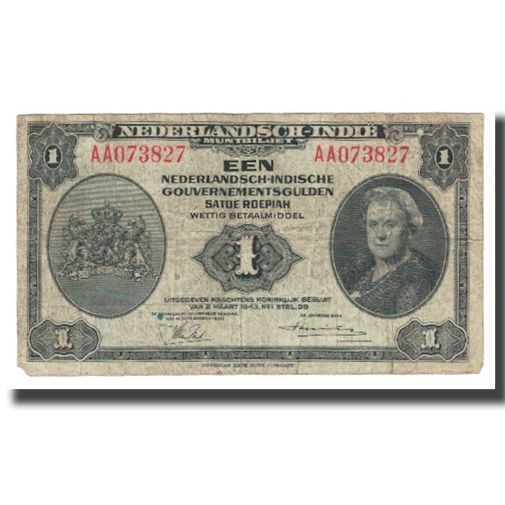 Banknote, Netherlands Indies, 1 Gulden, 1943, 1943-03-02, KM:111a, VF(20-25)