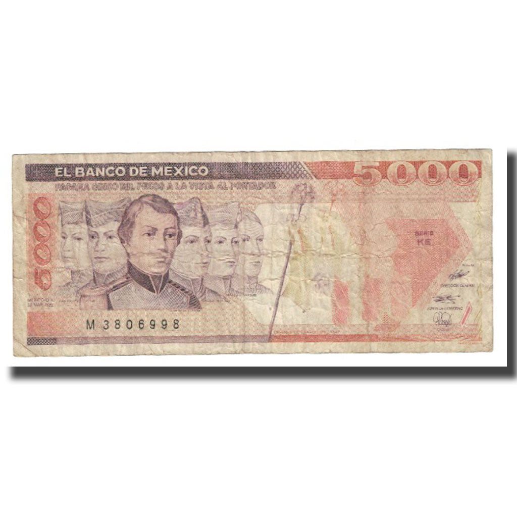 Banknote, Mexico, 5000 Pesos, 1989, 1989-03-28, KM:88c, VF(20-25)