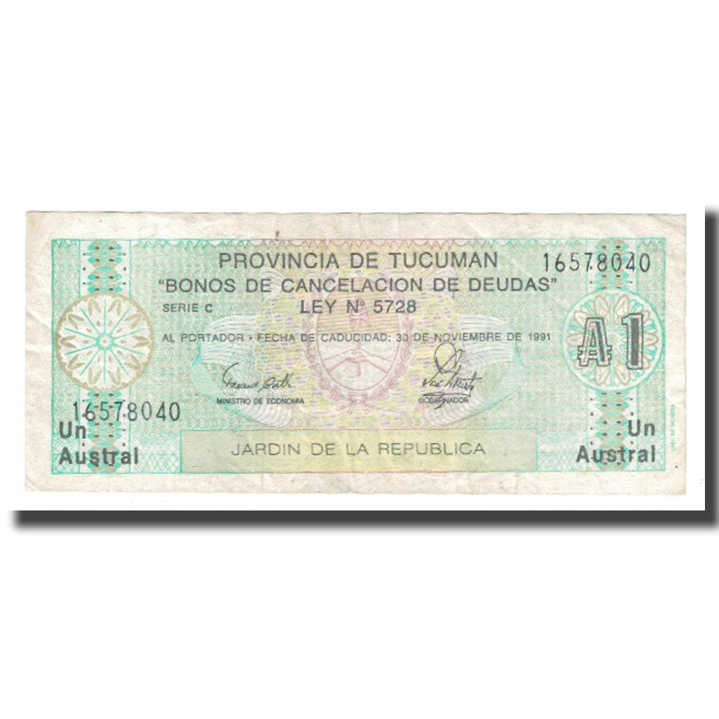 Biljet, Argentinië, 1 Austral, 1991, 1991-11-30, KM:S2711b, TTB