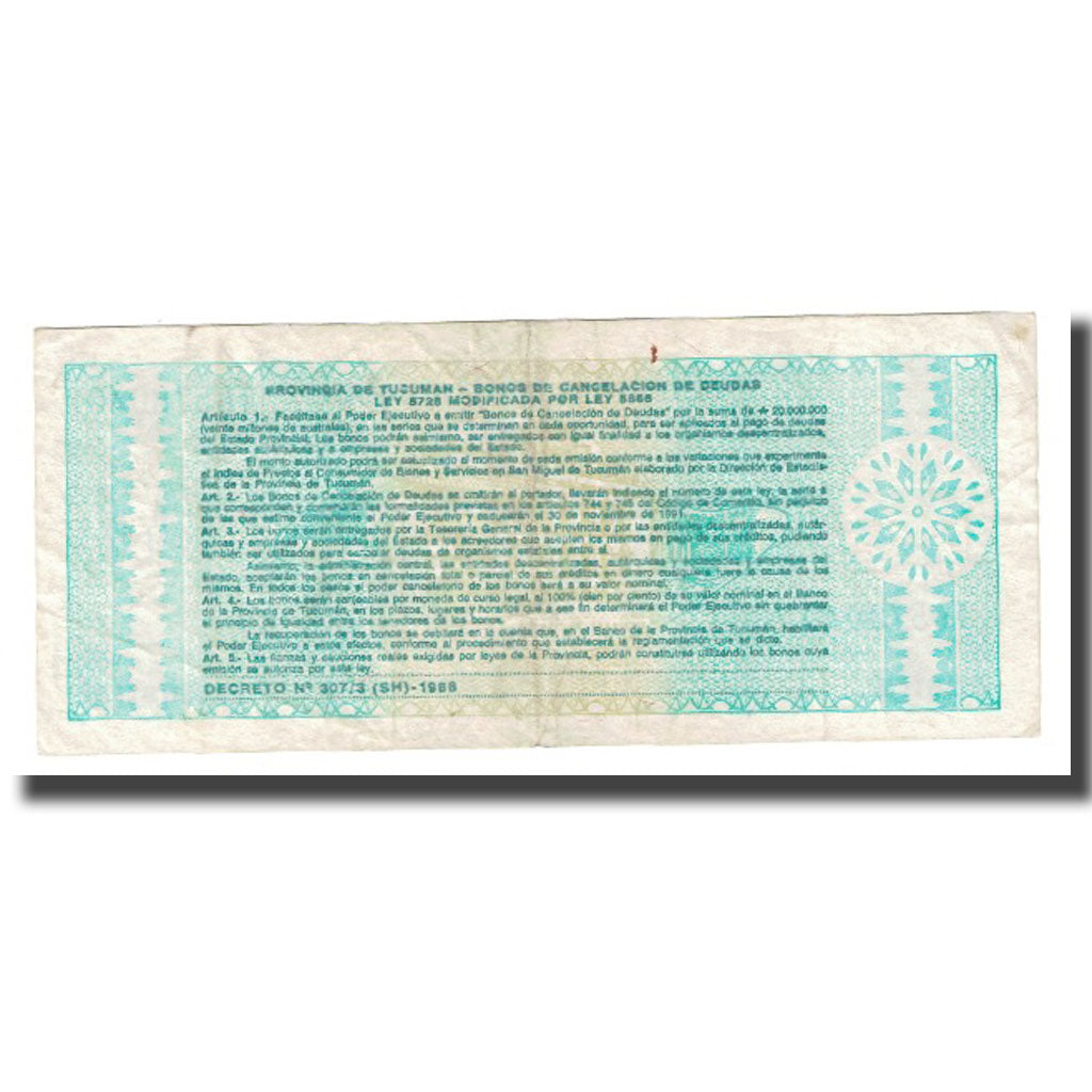 Biljet, Argentinië, 1 Austral, 1991, 1991-11-30, KM:S2711b, TTB