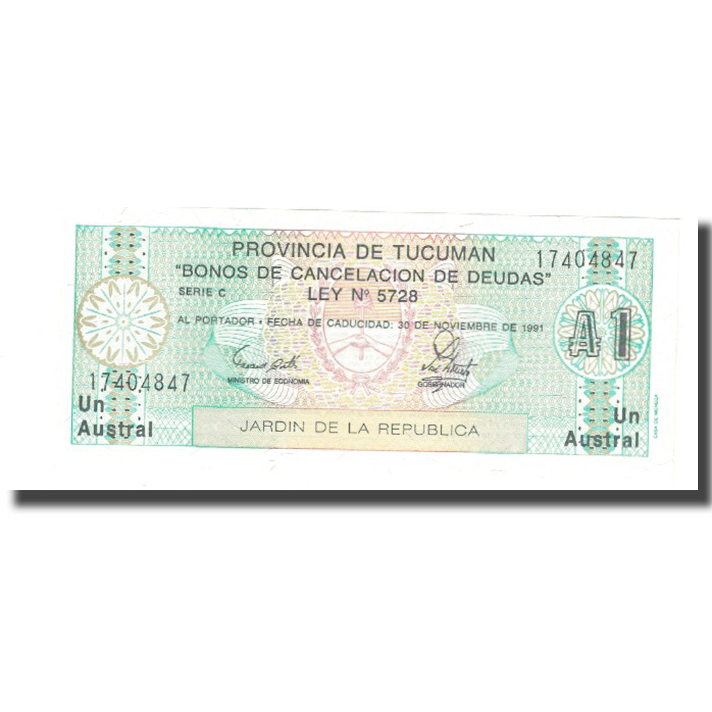 Billete, 1 Austral, 1991, Argentina, 1991-11-30, KM:S2711b, SC