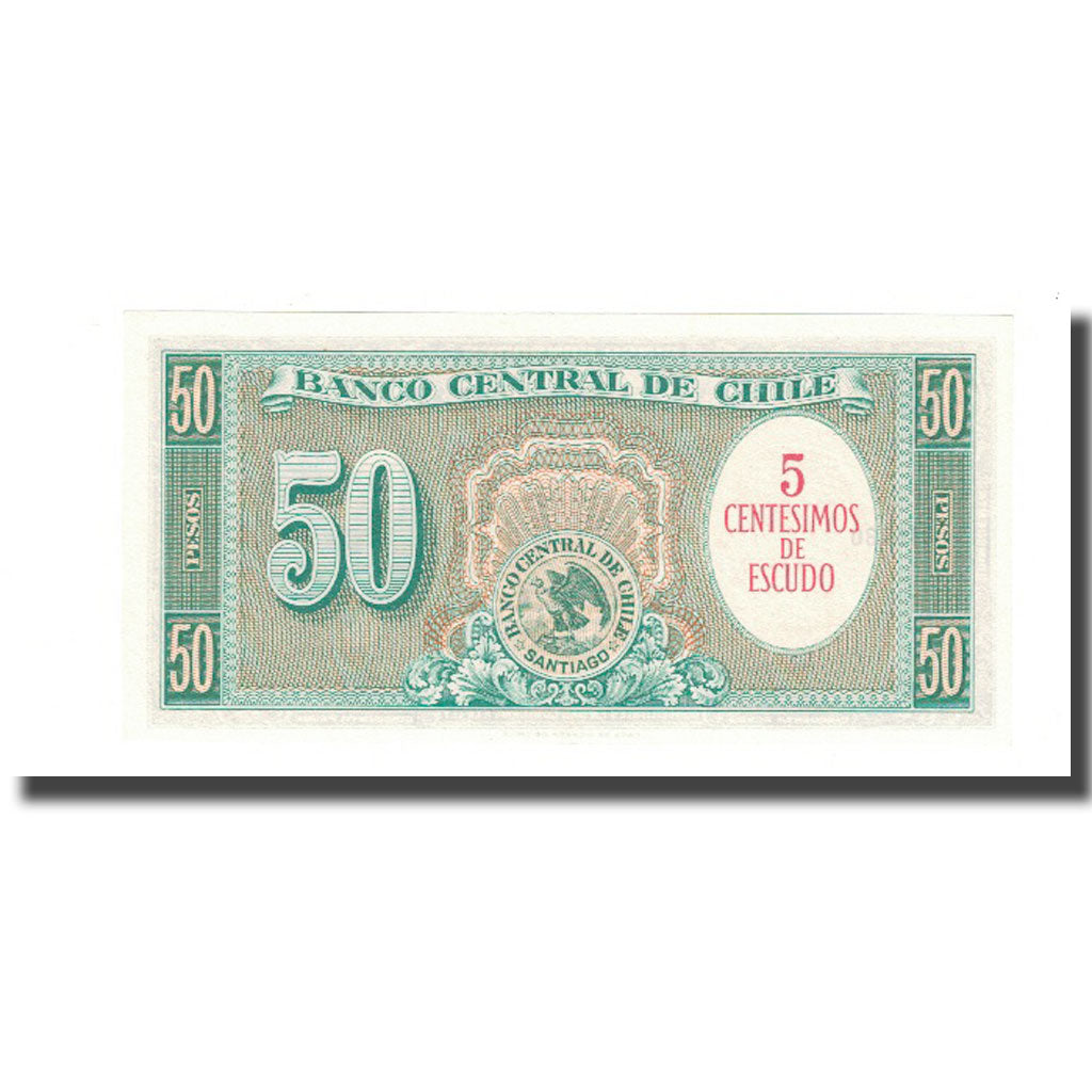 Geldschein, Chile, 5 Centesimos on 50 Pesos, KM:126b, UNZ-