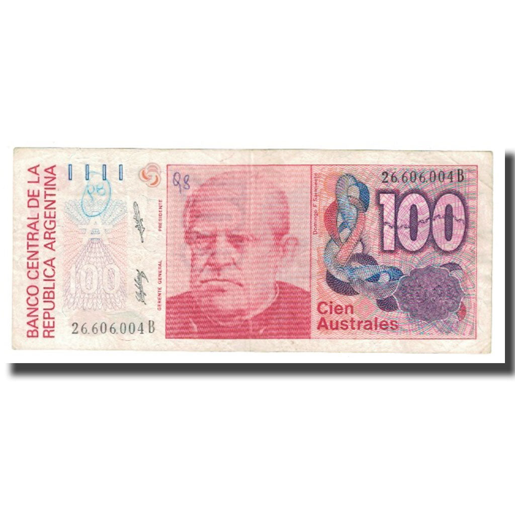 Billet, Argentine, 100 Australes, KM:327b, TTB