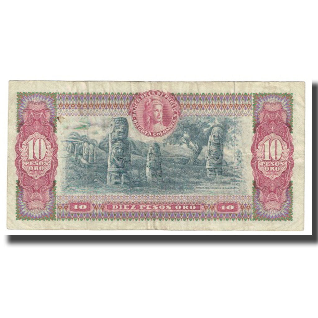 Banknote, Colombia, 10 Pesos Oro, 1970, 1970-10-12, KM:407d, VF(30-35)