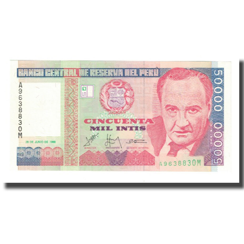 Banknote, Peru, 50,000 Intis, 1988, 1988-06-28, KM:142, UNC(63)