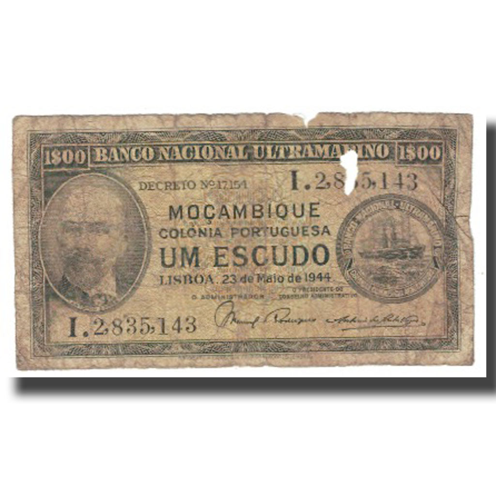 Banknote, Mozambique, 1 Escudo, 1944, 1944-05-23, KM:92, AG(1-3)