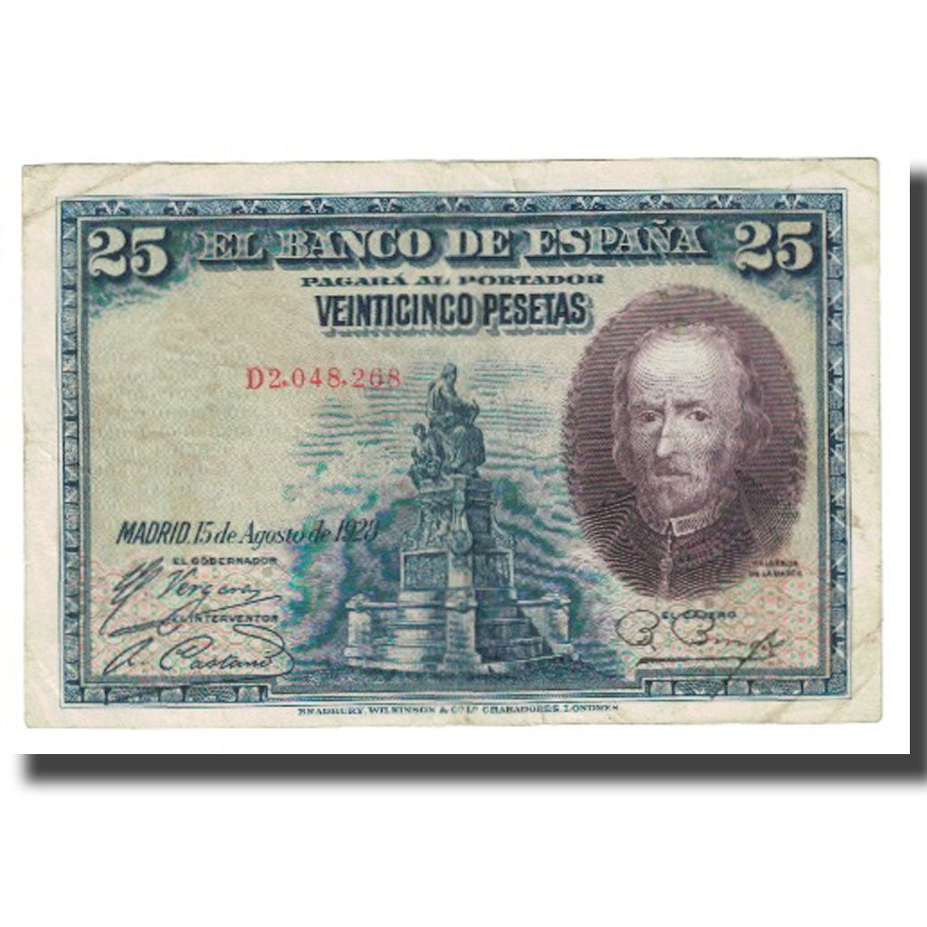 Banconote, Spagna, 25 Pesetas, 1928, 1928-08-15, KM:74b, MB