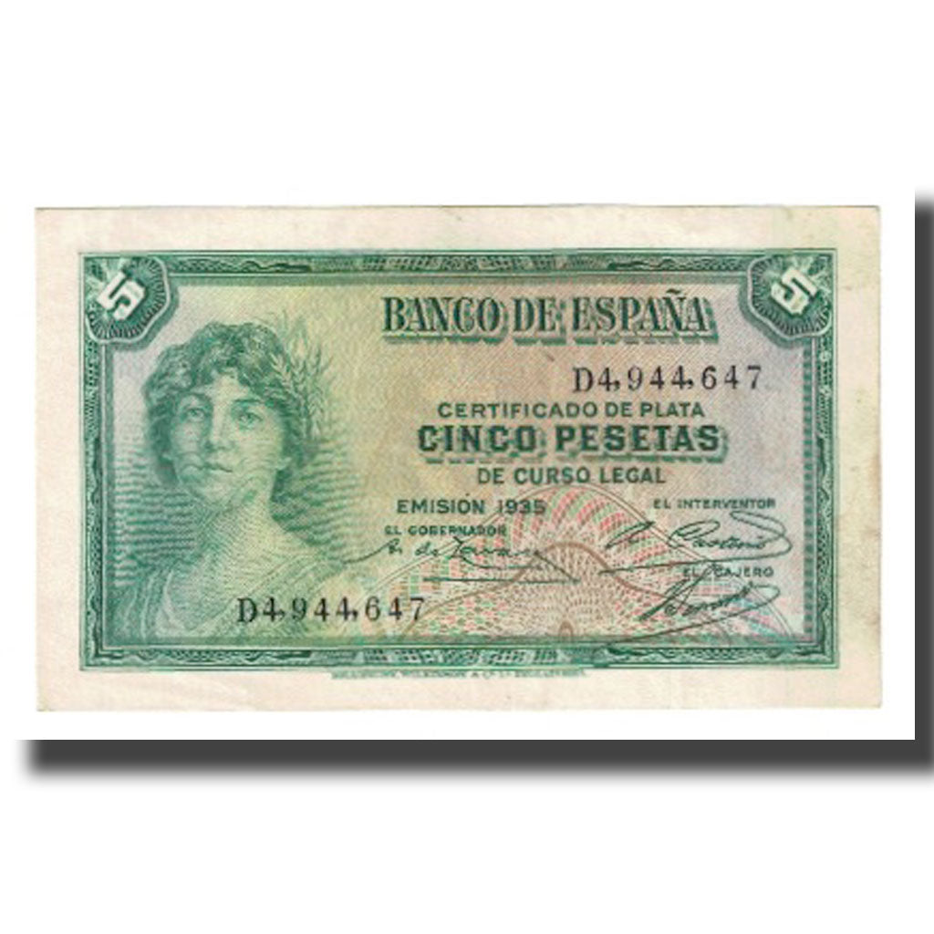 Geldschein, Spanien, 5 Pesetas, 1935, KM:85a, SS+