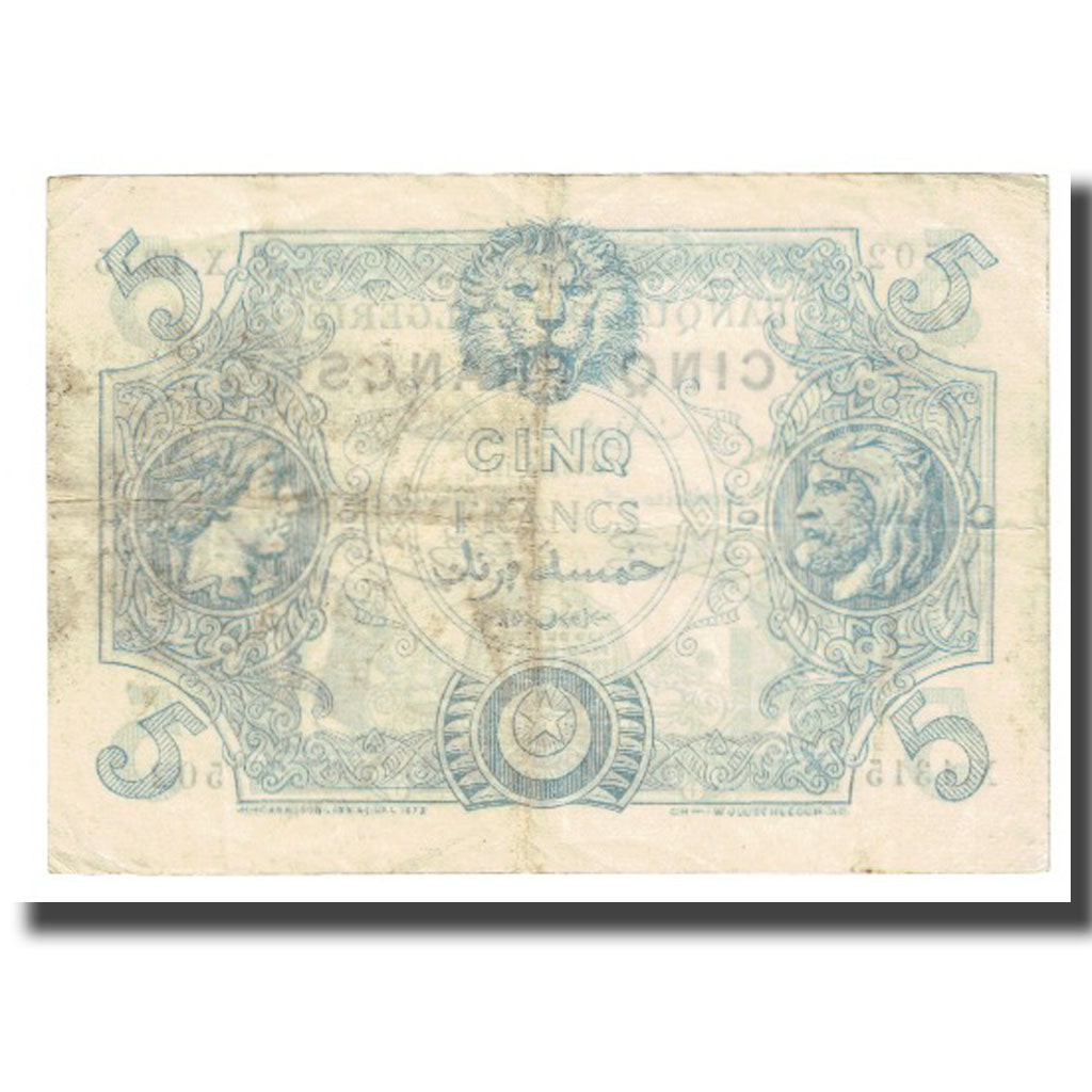 Banknote, Algeria, 5 Francs, 1917, 1917-10-03, KM:71b, VF(30-35)