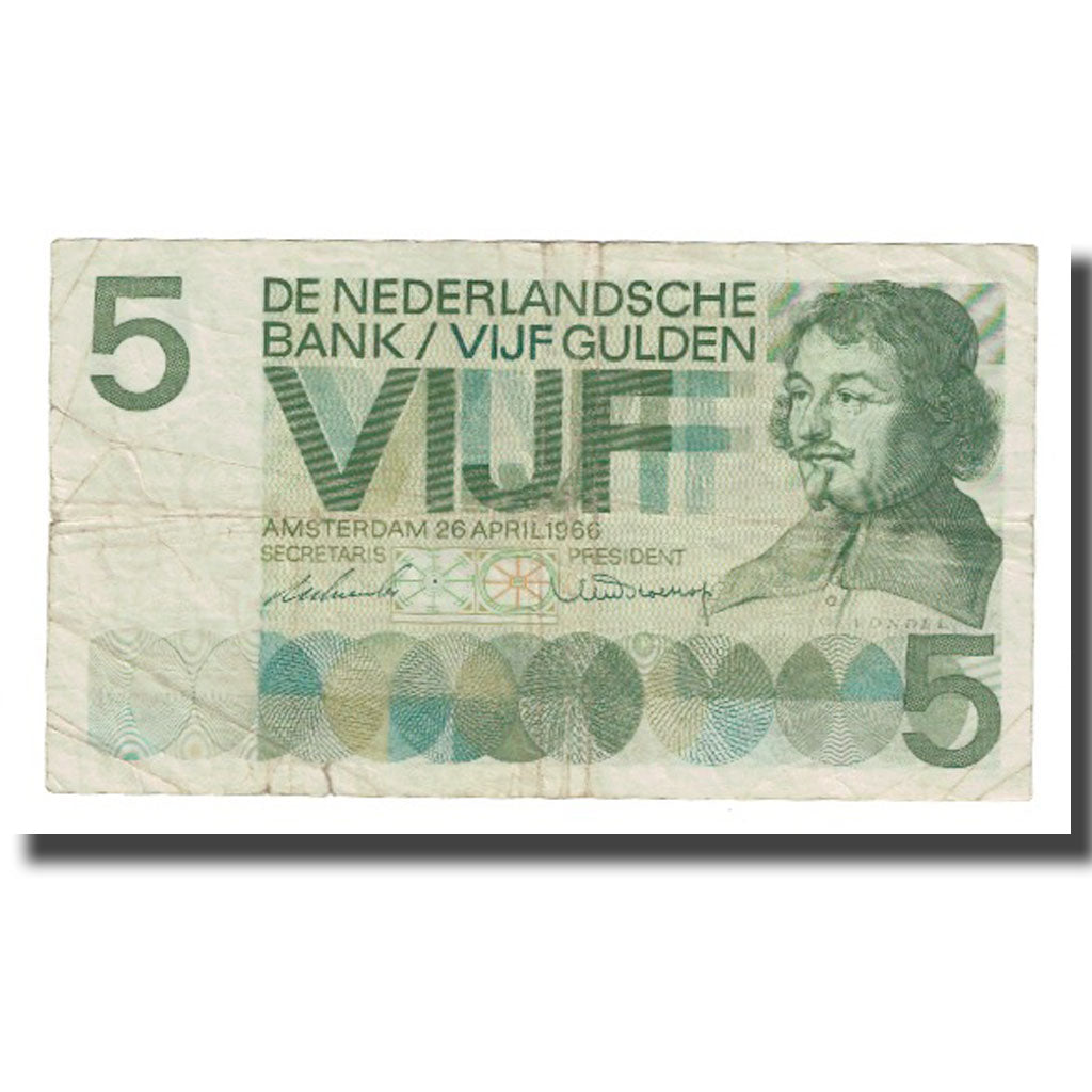 Banknote, Netherlands, 5 Gulden, 1966, 1966-04-26, KM:90a, VF(20-25)
