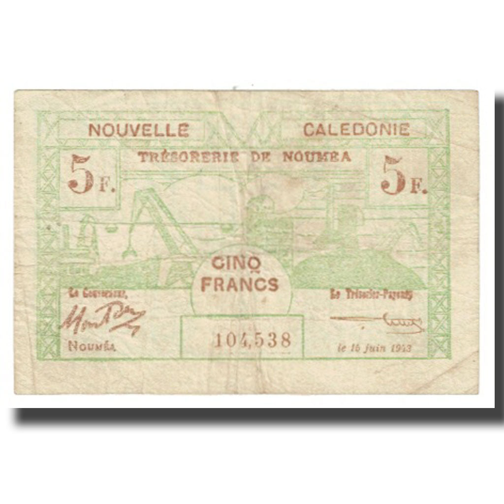 Banknote, New Caledonia, 5 Francs, 1943, 1943-06-15, KM:58, VF(30-35)