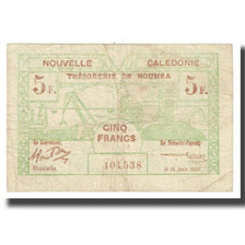 Banknote, New Caledonia, 5 Francs, 1943, 1943-06-15, KM:58, VF(30-35)