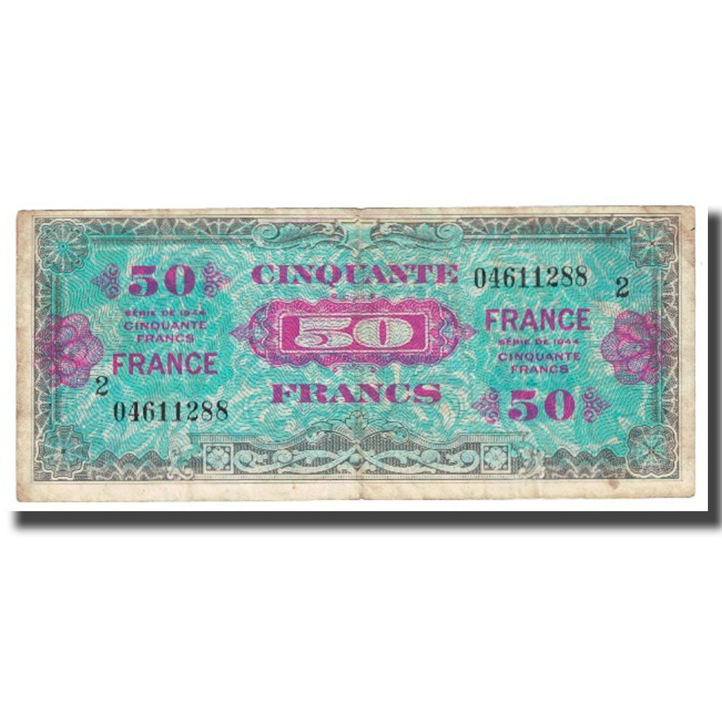 France, 50 Francs, 1944, 1944, VF(30-35), KM:122b