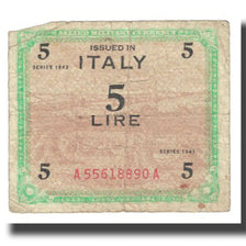 Banknote, Italy, 5 Lire, 1943, SERIE DE 1943, KM:M18a, AG(1-3)
